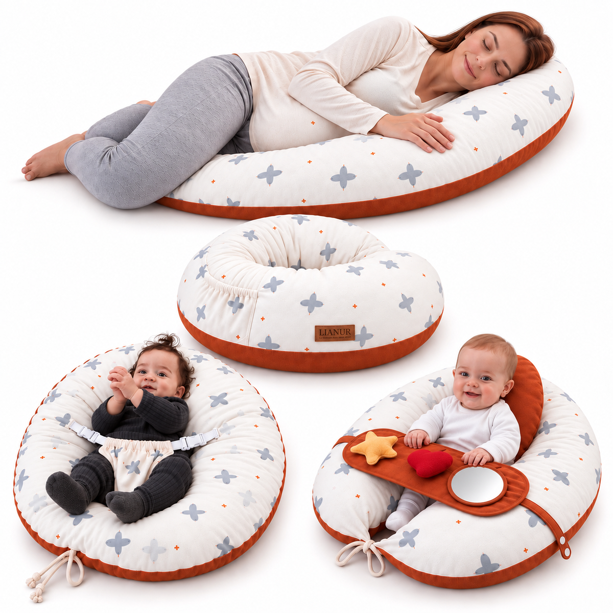 EverNest, coussin de grossesse XL 160 cm évolutif 5 en 1 | Lianur