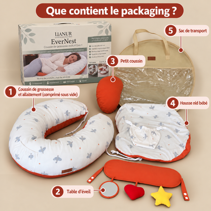 EverNest, coussin de grossesse XL 160 cm évolutif 5 en 1 | Lianur