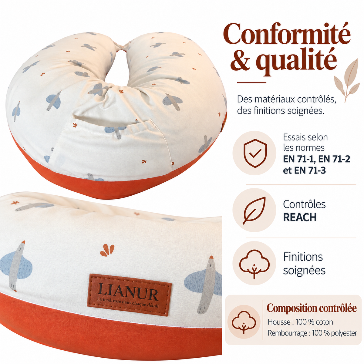 EverNest, coussin de grossesse XL 160 cm évolutif 5 en 1 | Lianur